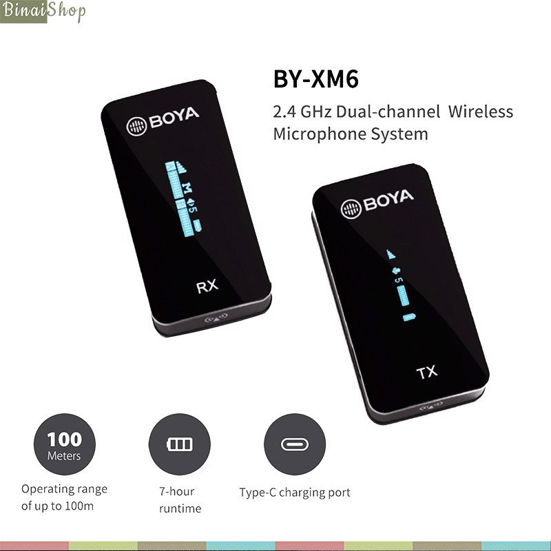 [BH 2 năm] Boya BY-XM6-S1 / BY-XM6-S2 - Micro Cài Áo Không Dây 2.4GHz Dành Cho Smartphone, Laptop