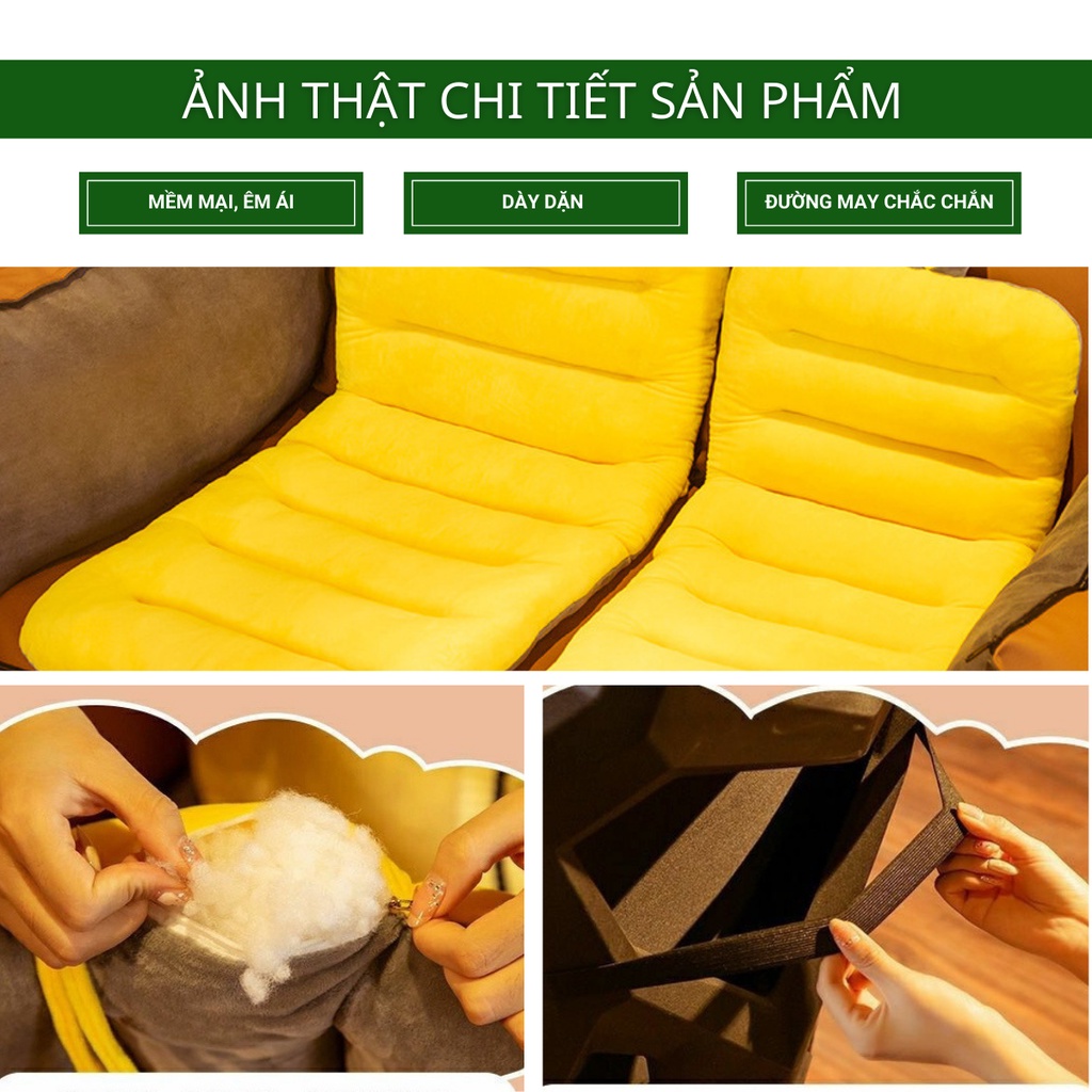 Đệm Lót Ghế Tai Thỏ HOMIES Tựa Lưng Ghế Văn Phòng Chống Trượt Tiện Dụng Vải Nhung Mềm Mại Êm Ái