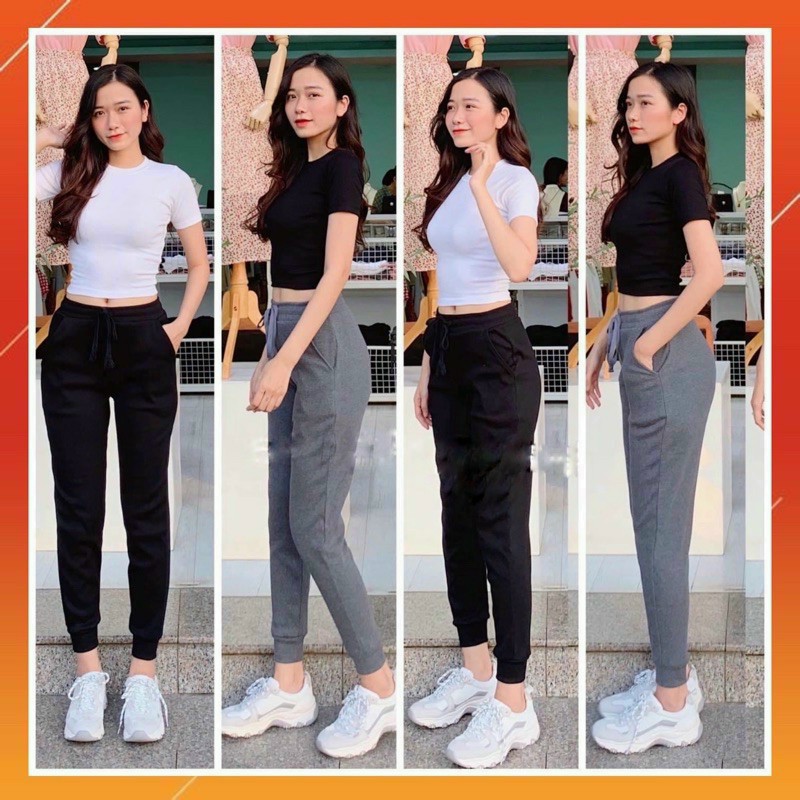 Quần Jogger Nữ len tăm Bo gấu lưng thun Phong cách Hiện Đại trẻ trung năng động