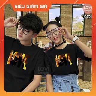 [Áo Cao Cấp] Áo thun cặp đen Love DC105