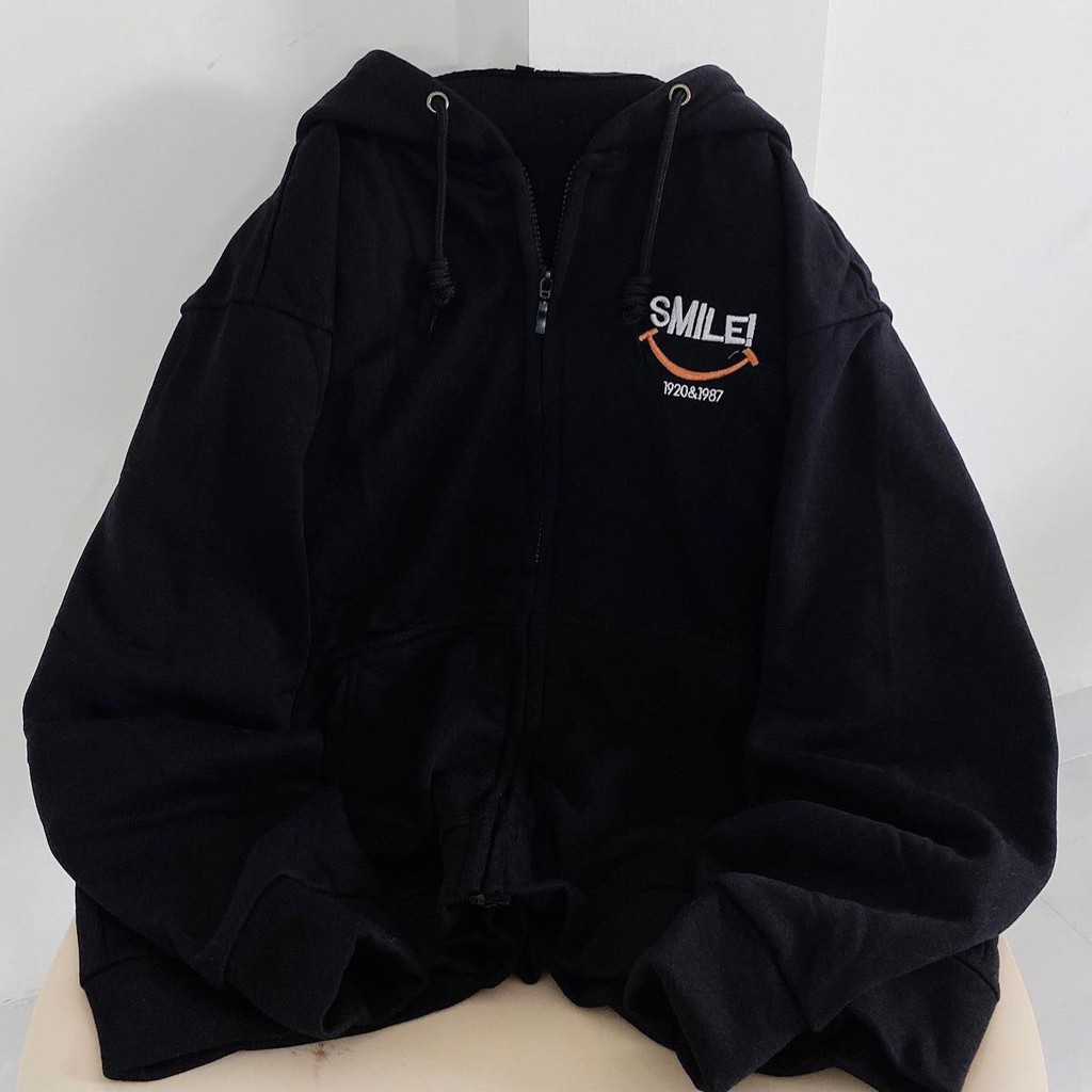 [Ảnh thật] Áo khoác smile đen - xám