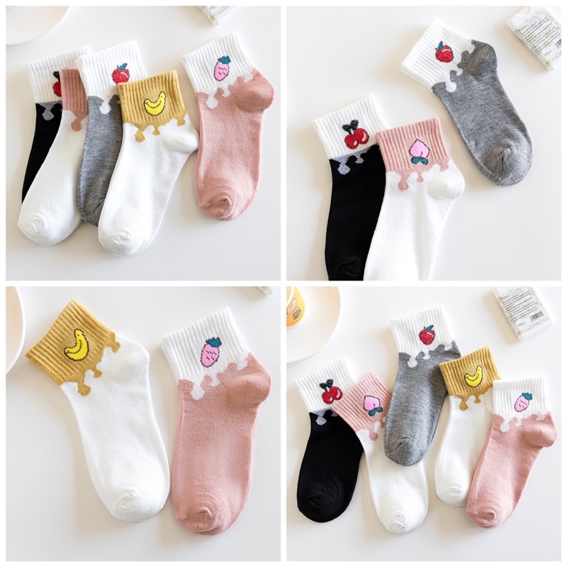 Set 2 Đôi Tất Nữ Cổ Ngắn Cotton Cute Combo 2 Đôi Vớ Nữ Cổ Thấp Dễ Thương Có Túi Sỉ Tất Nữ TOPBRA