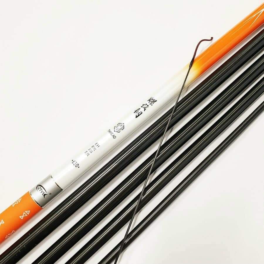 Cần câu tay Bạch Thiên Kim 6H, Cần câu đơn câu đài carbon, tặng kèm ngọn, có lóng thay thế