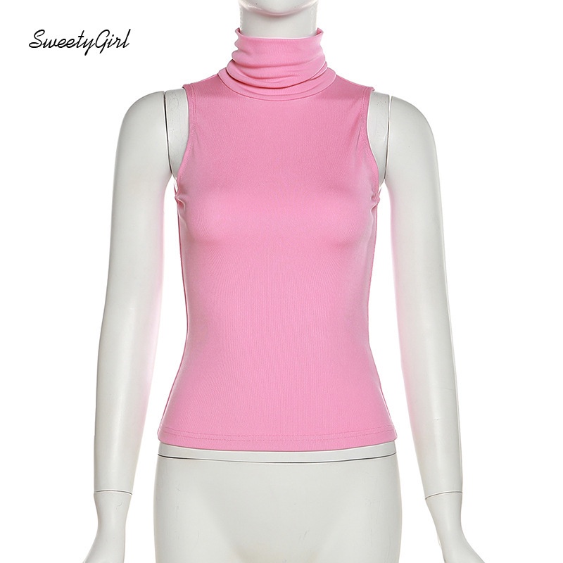 Áo Thun Không Tay Cổ Cao Màu Trơn Thời Trang 2022 Dành Cho Nữ