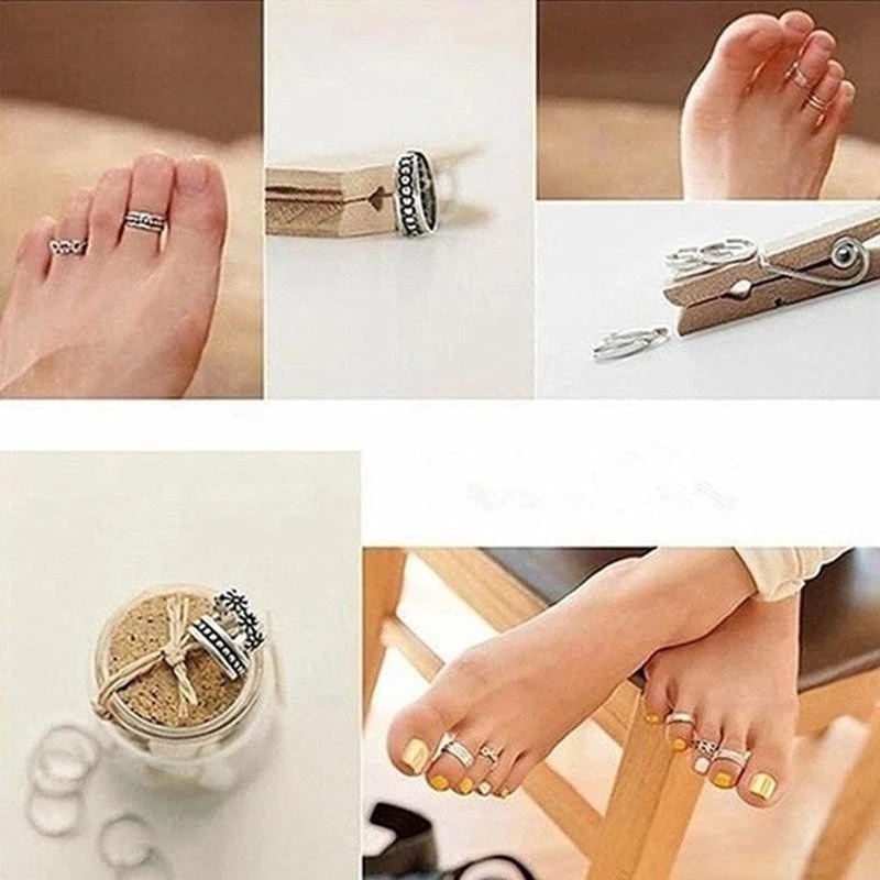Set 7 Nhẫn Đeo Ngón Chân Phong Cách Bohemian Cổ Điển Dành Cho Nữ
