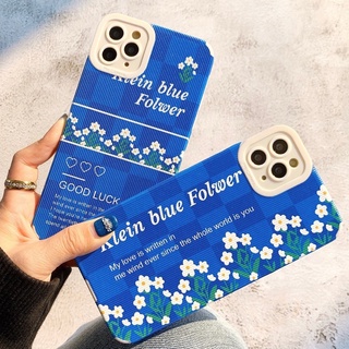 Ốp Lưng Da Sọc Nổi Bảo Vệ Camera  Blue Flower đủ dòng đthoai