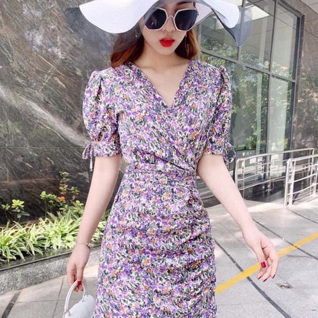 Váy bèo nhún hoa tím
