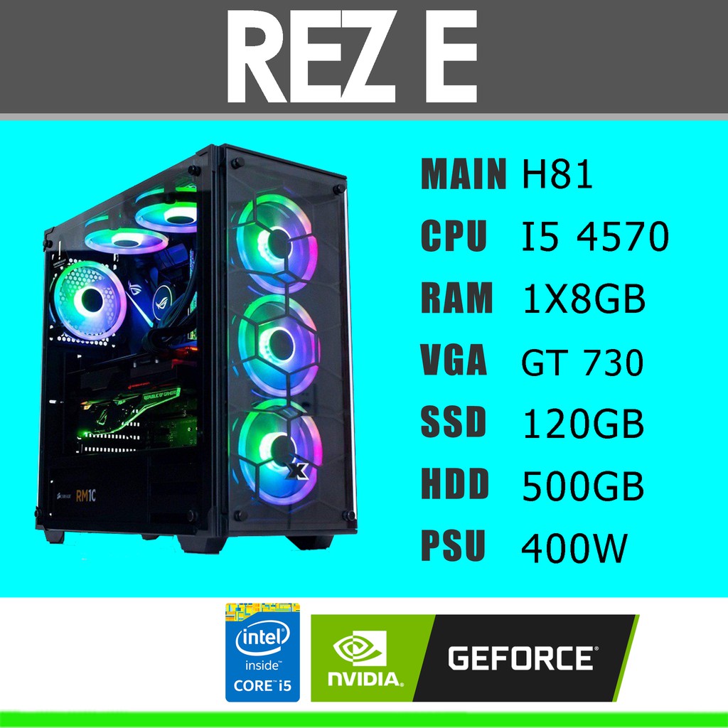 Pc gaming trọn bộ cấu hình I5 4570/H81/RAM 8GB/SSD 128GB/HDD 500GB/VGA GT 730/400W/Màn hình SamSung 24inch cong | BigBuy360 - bigbuy360.vn