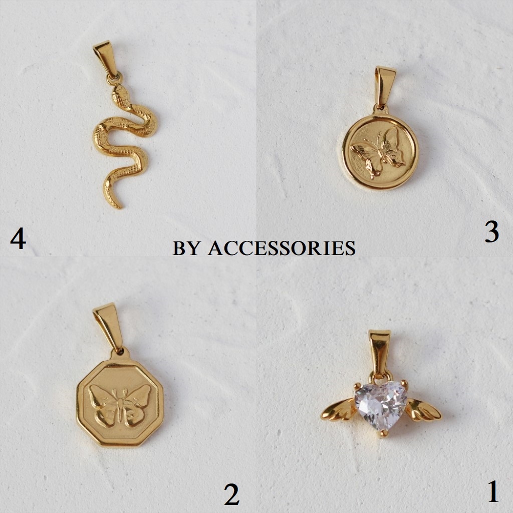 Mặt dây chuyền titan hình bướm và con rắn nhiều mẫu không gỉ