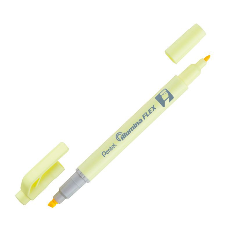 Bút đánh dấu Pentel Illumina Flex Twin Tip Highlighter SLW11P - Bold/Five - Màu vàng (Pastel Yellow)