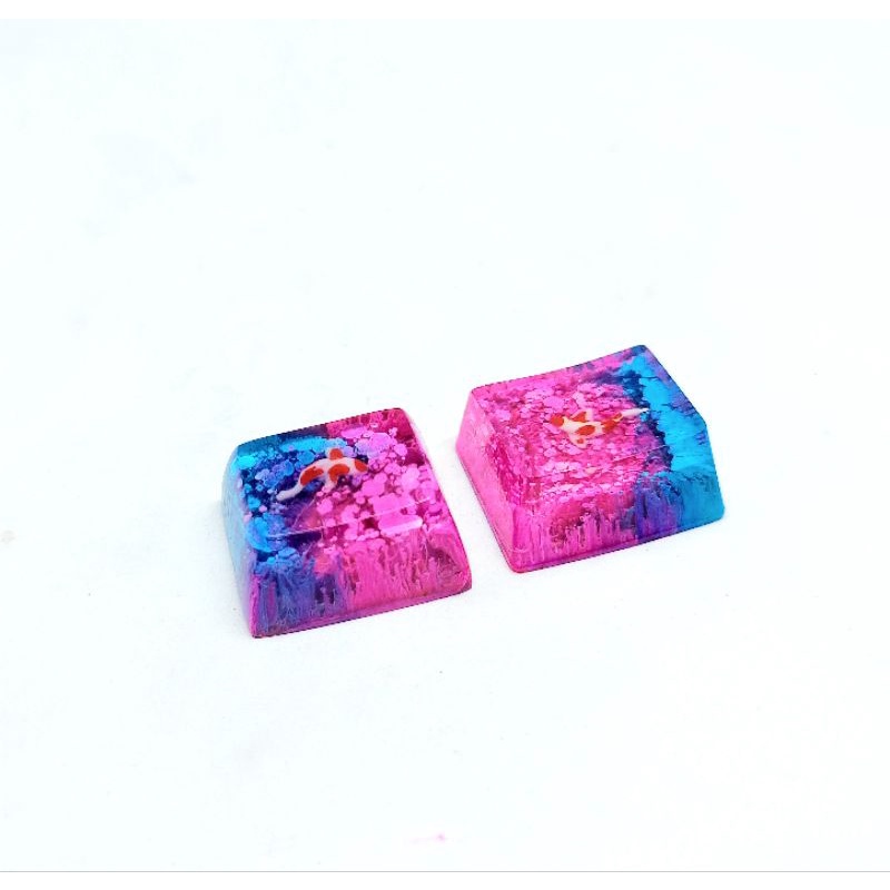 Keycap resin cá koi mini 1.25u tone xanh hồng trang trí bàn phím cơ gaming