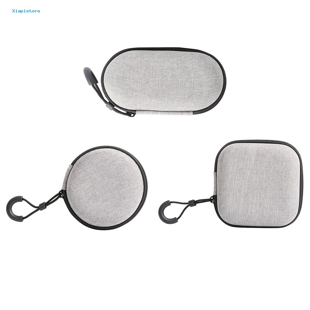 Set 2 Hộp Đựng Tai Nghe Không Dây Có Khóa Kéo Hình Tròn / Vuông / Oval Bằng EVA