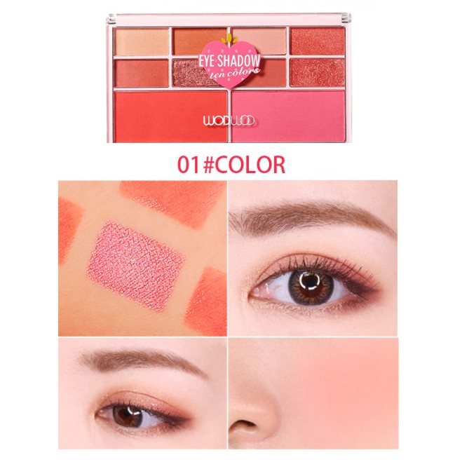 Bảng phấn mắt má tạo khối đa năng Wodwod Eyeshadow Ten Colors 10 ô