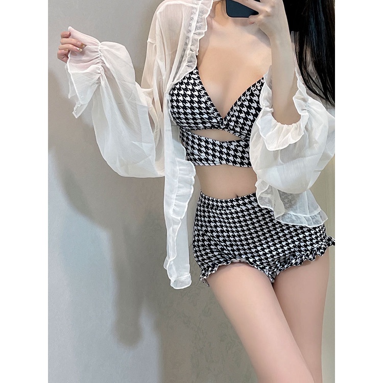 Bộ Đồ Bơi Hai Mảnh Cổ Chữ V Khoét Sâu Thời Trang Mùa Hè Phong Cách Hàn Quốc Dành Cho Nữ