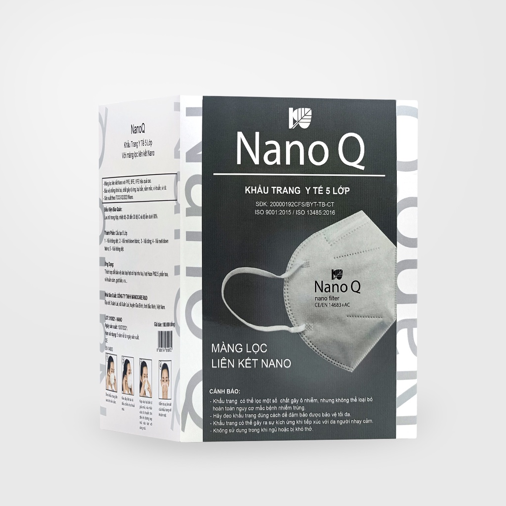 Khẩu Trang Y Tế NanoQ Oribe Tinh Dầu N95 5 Lớp Kháng Khuẩn Không Van Hộp 20 chiếc