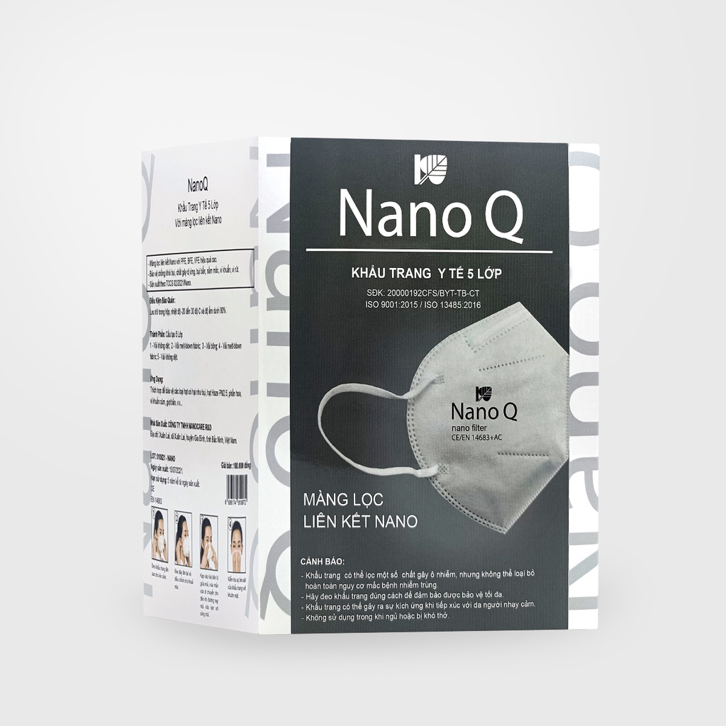 Combo 2 Khẩu Trang Y Tế NanoQ Oribe Tinh Dầu N95 5 Lớp Không Van Hộp 20 chiếc
