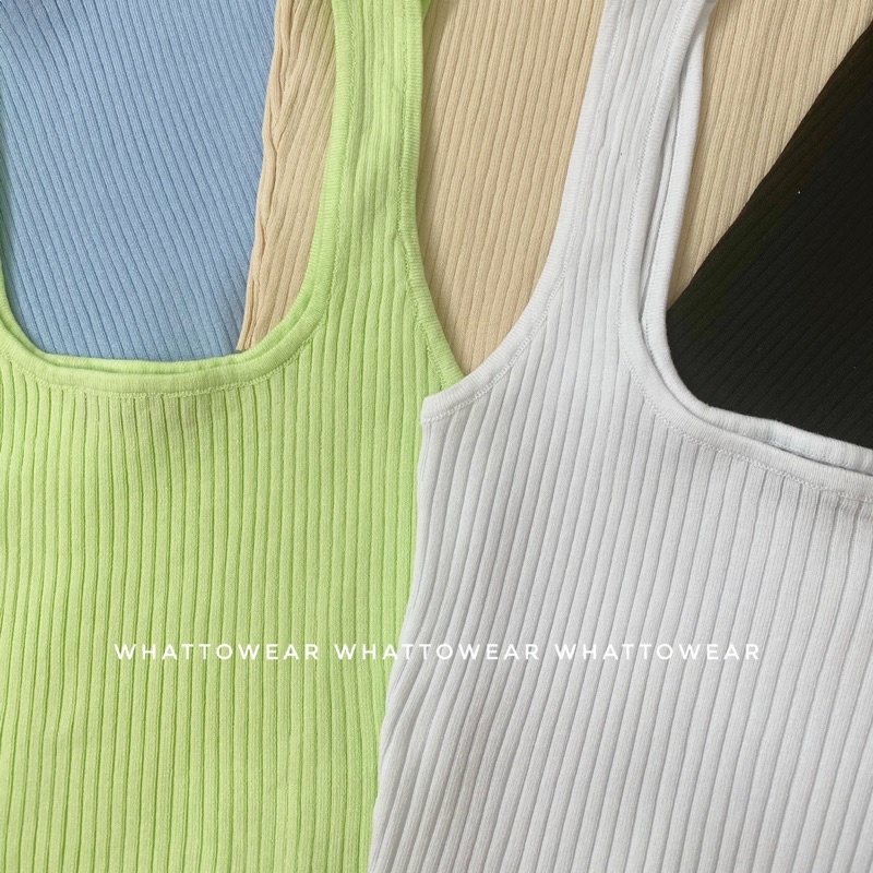 SALE Áo croptop ba lỗ dệt kim cổ vuông nhiều màu