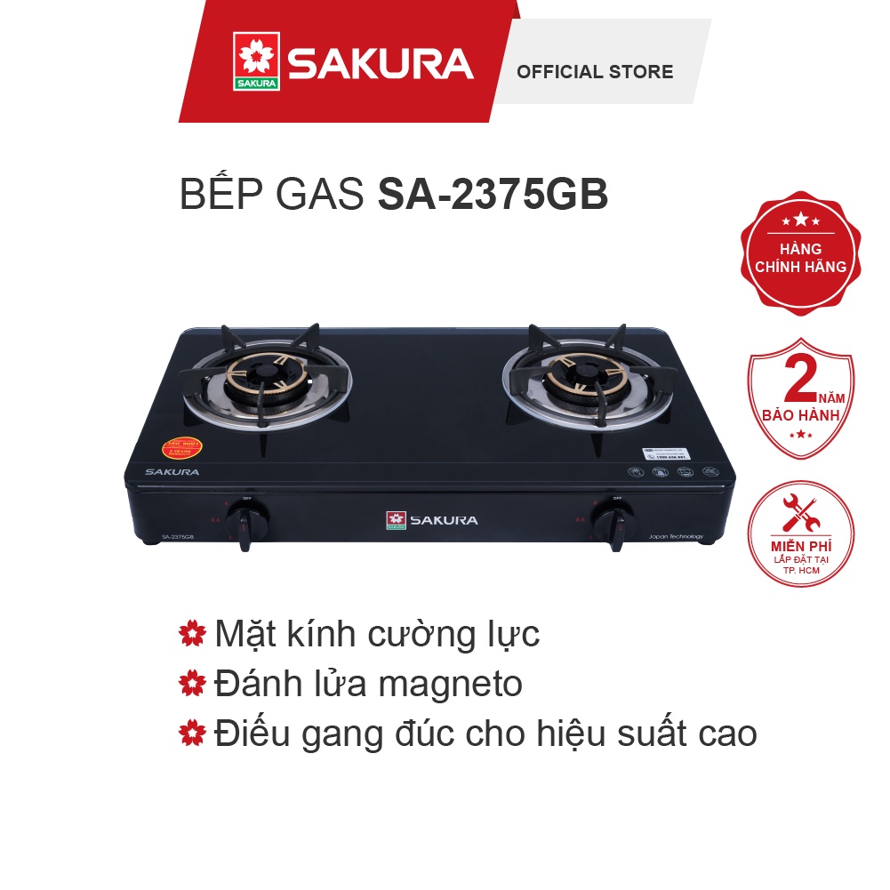 Bếp Gas SAKURA SA-2375G - Mặt Kính Cường Lực - Bảo Hành Chính Hãng 24 Tháng