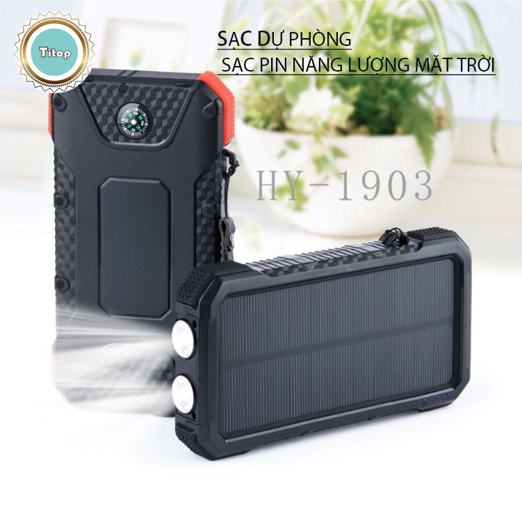 Sạc dự phòng năng lượng mặt trời, sạc đa năng có đèn pin 10000mAH - 20000mAH