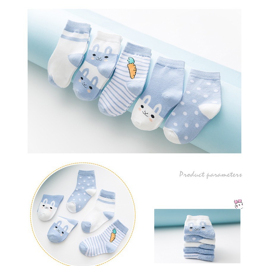 SET 5 ĐÔI TẤT/VỚ MÀU SẮC HỌA TIẾT ĐÁNG YÊU CHO BÉ TRAI BÉ GÁI