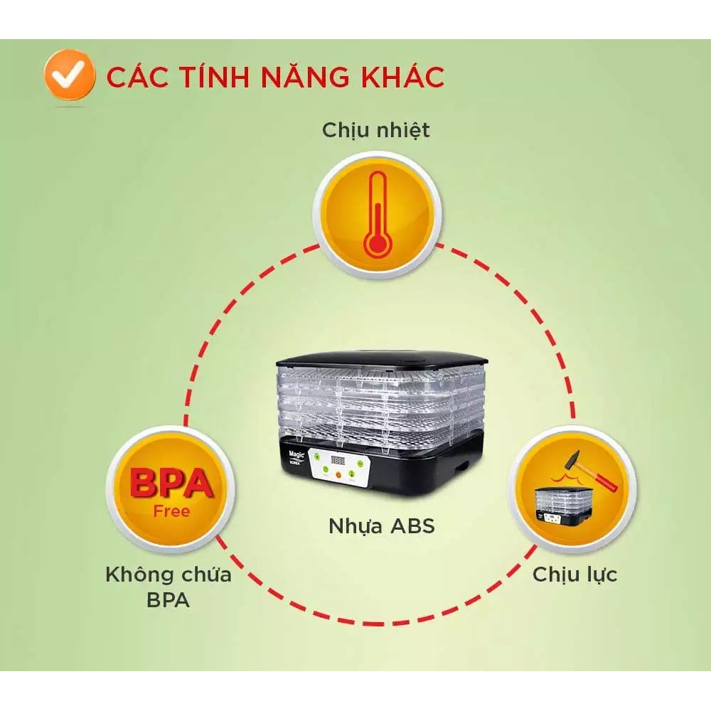 Máy sấy thực phẩm và hoa quả MAGIC KOREA A-76 10 Lit 5 tầng sấy khô các loại thực phẩm công suất 350W  BH 12 tháng