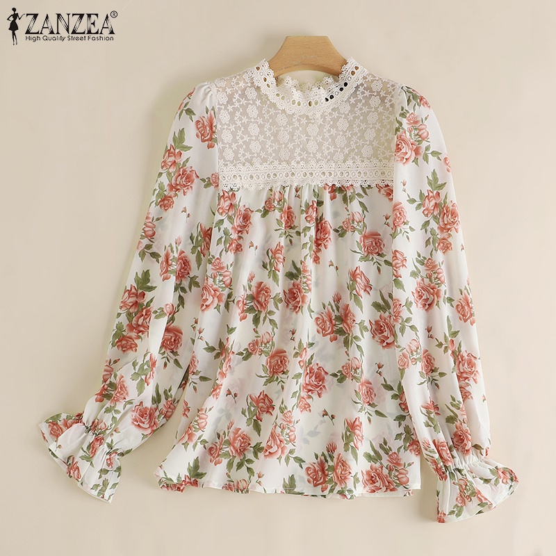 Zanzea Áo Nữ Tay Dài Phối Ren Thời Trang Quyến Rũ