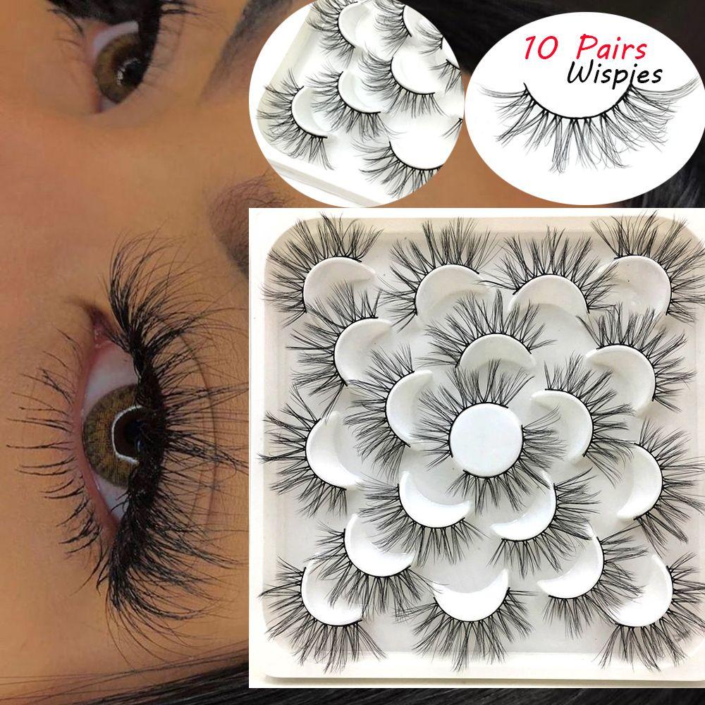 Bộ 10 Cặp Lông Mi Giả SKONHED 100% Lông Chồn 3D Handmade