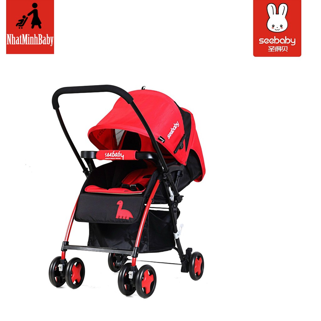 Xe Đẩy Seebaby T08 xe đẩy 2 chiều 3 tư thế bánh đôi cao cấp hợp kim nhôm siêu bền, siêu nhẹ version 2018