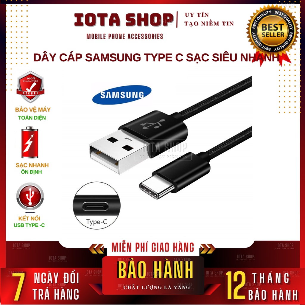 Dây cáp sạc nhanh Samsung cổng Type C hàng chính hãng sạc nhanh A12, A31, A32, A22, A32, A50, A51, A52, M5, A72, S20