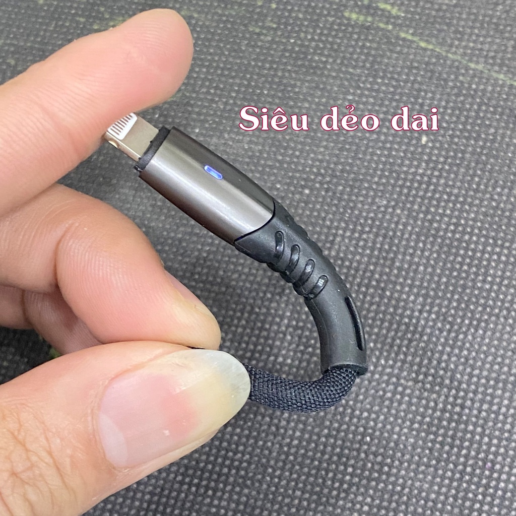 Dây cáp sạc cho IPđèn Led RGB,dây xạc bọc dù iphon tablet táo sạc nhanh-KLH