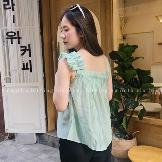 Áo 2 dây bèo vải organza