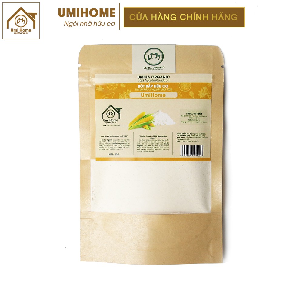 Bột Bắp đắp mặt nạ hữu cơ UMIHOME nguyên chất 40g | Cornstarch 100% Organic