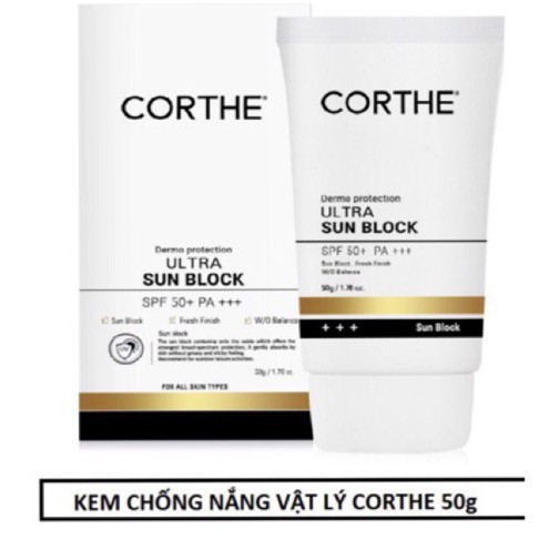 [Mã SMA071008 hoàn 10K xu đơn 0Đ] KEM CHỐNG NẮNG VẬT LÝ CORTHE 50g | WebRaoVat - webraovat.net.vn