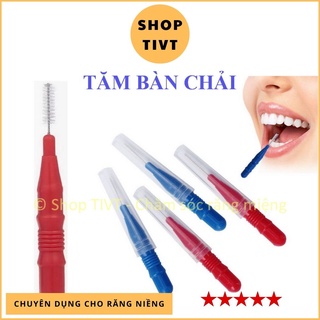 Tăm bàn chải vệ sinh khe kẽ răng niềng, làm sạch khe răng niềng, tăm Inox có lông, tiện cho người khe răng thưa-TIVT
