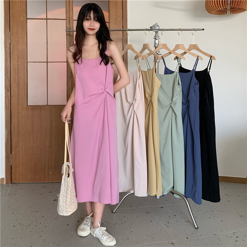 Xiaozhainv Summer Korean fashion design sense strap Shift dresses