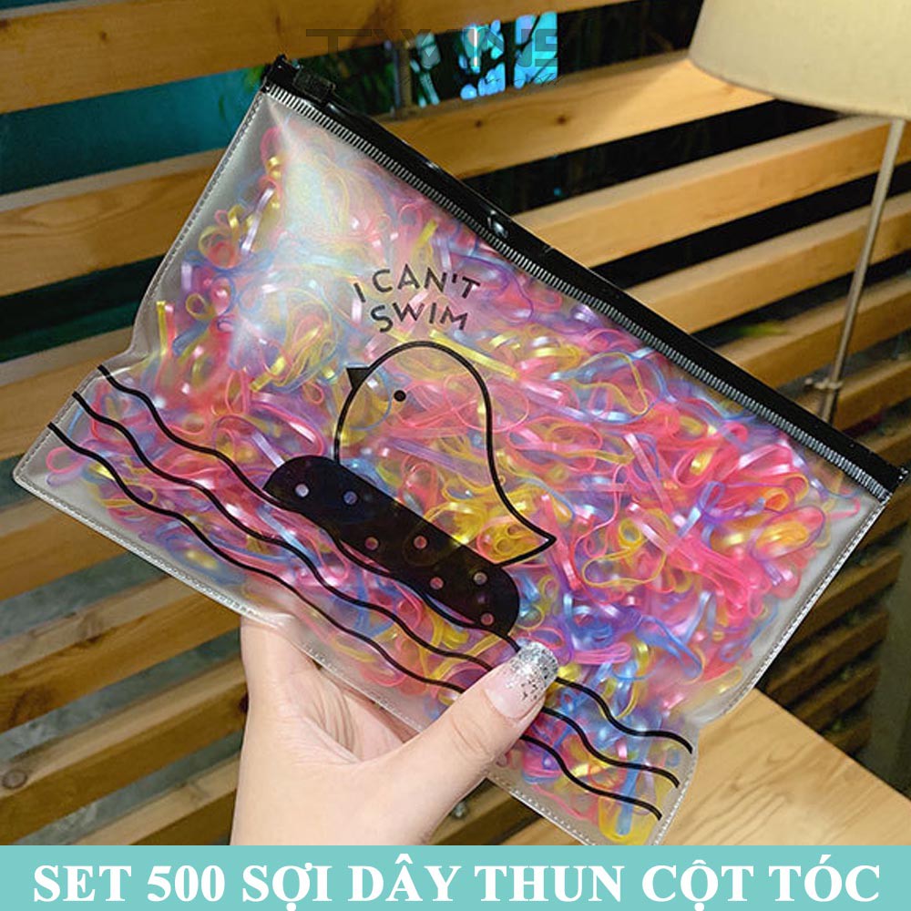 Set 500 dây thun cột tóc, buộc tóc SD118 dễ thương, cute xinh đẹp phong cách Hàn Quốc làm phụ kiện tóc thời trang cho nữ