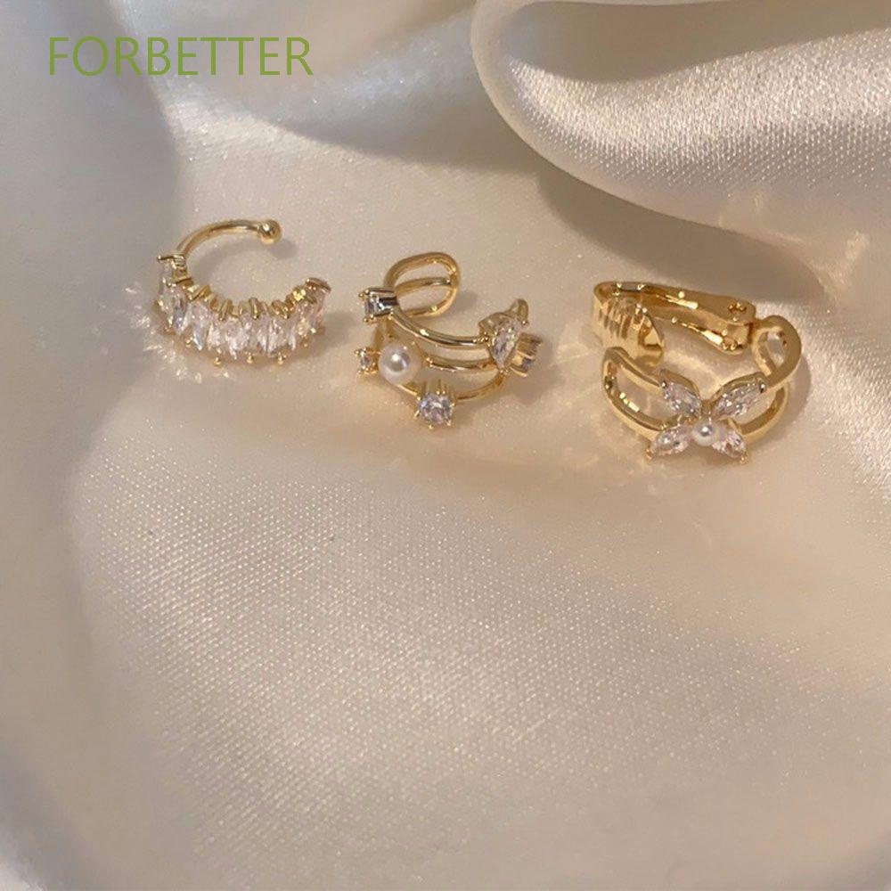 Khuyên Kẹp Vành Tai Đính Đá Zircon / Ngọc Trai Thời Trang Thanh Lịch
