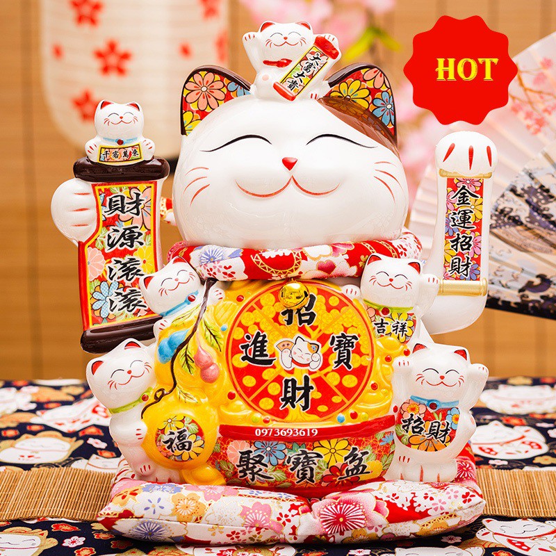 ✬SIÊU HOT✬ Mèo thần tài Chiêu Khách cao 26cm-29cm-32cm kèm thảm và sạc