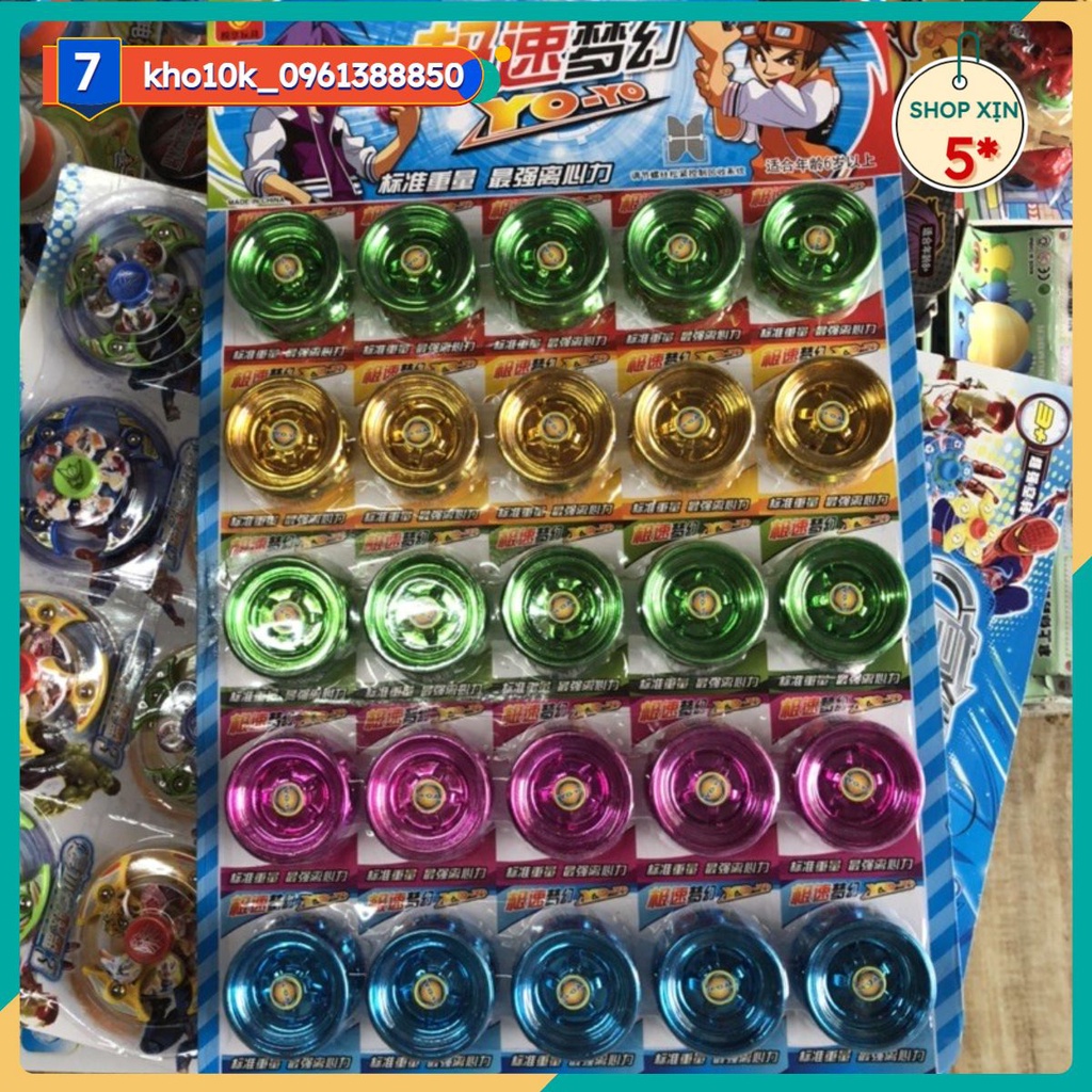 Vỉ 25 chiếc yoyo bằng sắt nhũ đẹp mắt đủ màu sắc