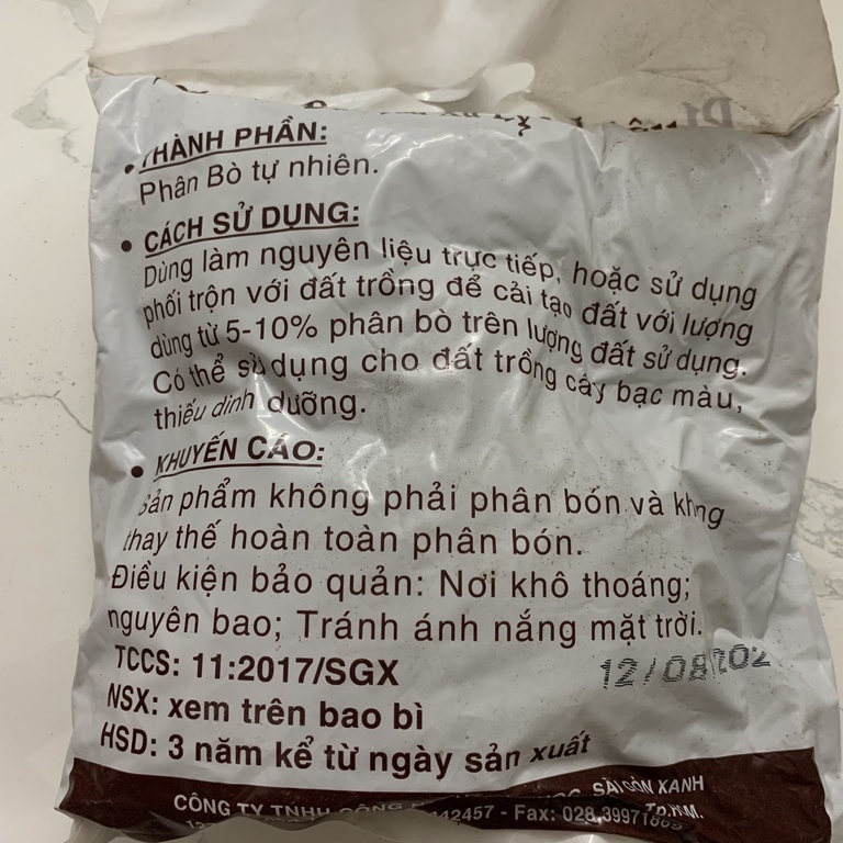Phân bò khô đã qua xử lý dùng cho hoa cây cảnh, rau màu- phân hữu cơ cho mọi cây trồng 3dm3