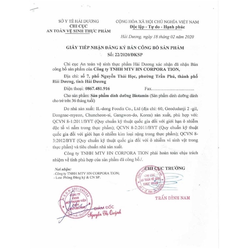 Men ILDong Biotamin Hàn Quốc bổ sung men vi sinh cho bé