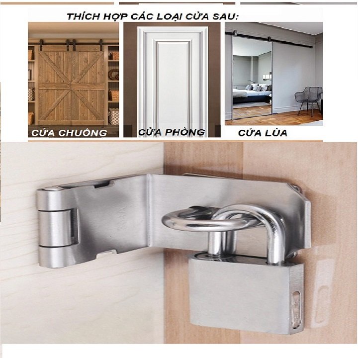 CHỐT KHÓA CỬA CỔNG 90 độ có PAT KHÓA Ổ bằng INOX tiện dụng  - CBS797-798-799