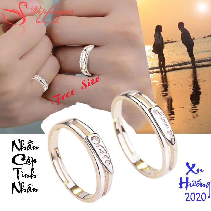 Nhẫn Bạc Cặp Đôi Free Size I Love You 13 - 14 (anh yêu em - trọn đời, trọn kiếp) Lãng Mạn Cho Tình Nhân - sl 02 chiếc