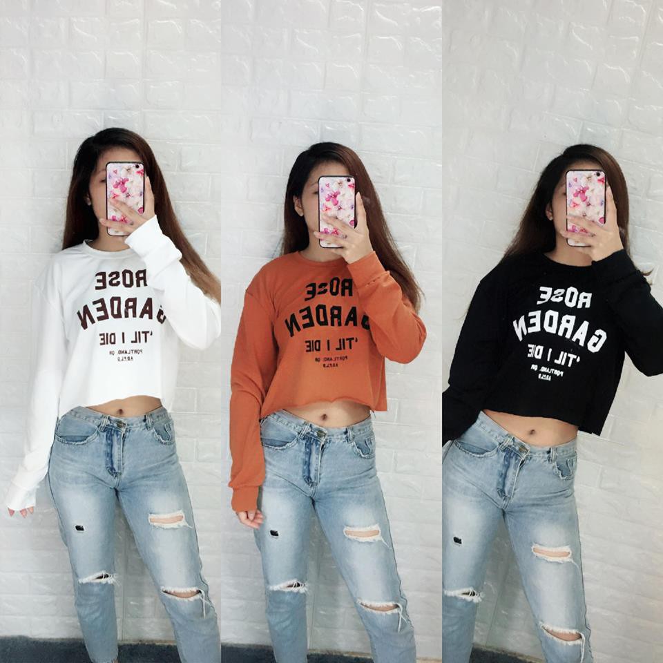 áo nỉ da cá croptop