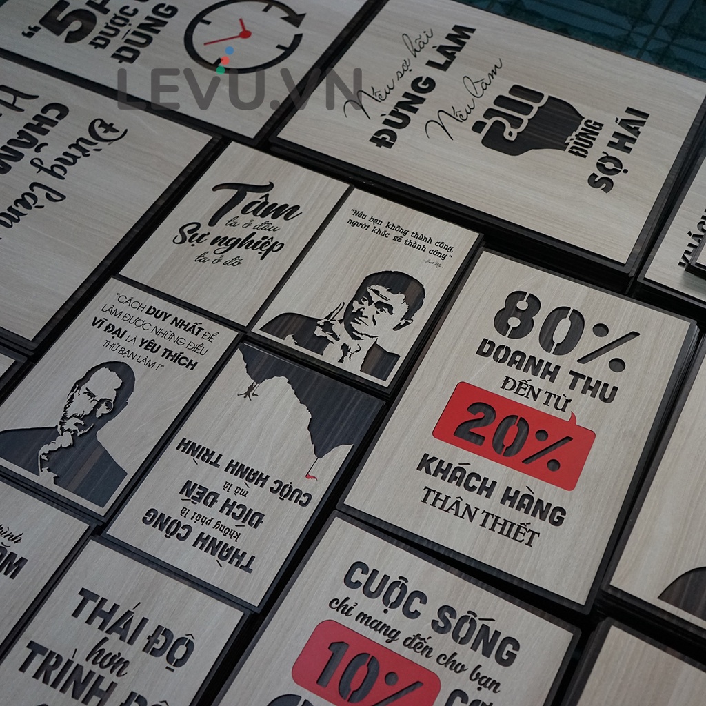 50+ Mẫu tranh slogan gỗ tạo động lực treo tường trang trí văn phòng 20x27cm chính hãng LEVU