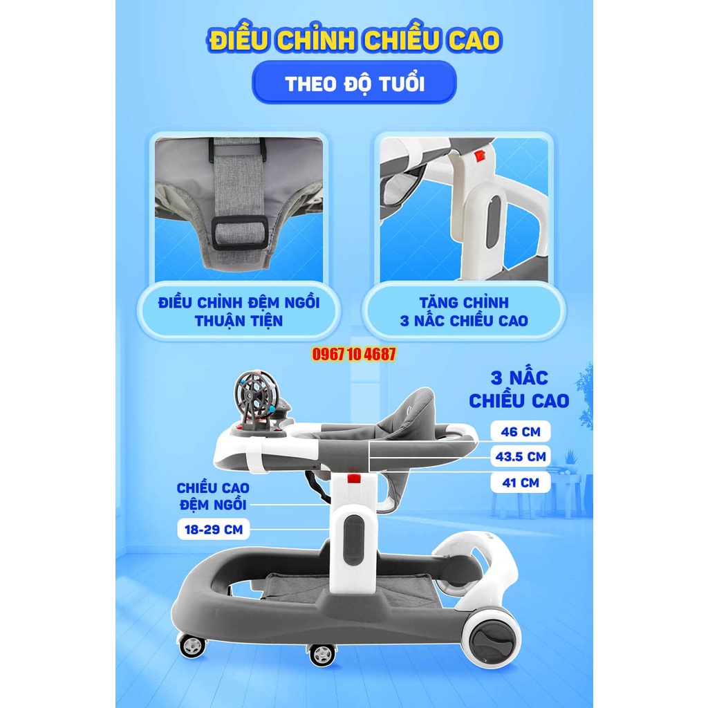 Xe tập đi Chilux Walk S nhiều màu, đa năng, tạo cho bé phương hướng cố định khi di chuyển