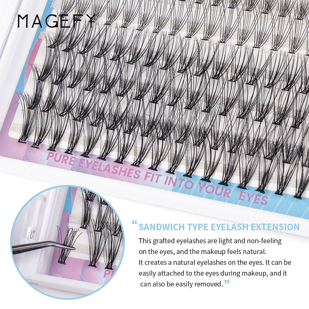 [Hàng mới về] Bộ lông mi giả MAGEFY 11-14mm màu đen 324 sợi tổng hợp kiểu dáng cong chữ c