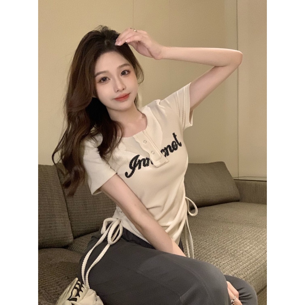 Áo Thun Tay Ngắn Phối Dây Rút Thời Trang 2022 JL-TX-221