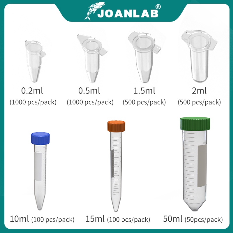 JOANLAB Ống Ly Tâm Nhựa Micro Scale 0.2ml 0.5ml 1.5ml 2ml 10ml 15ml Ống Nghiệm 50ml