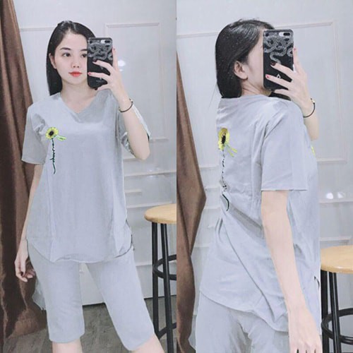 Đồ bộ nữ đẹp, mặc nhà vải cotton quần lửng tay ngắn - Chất liệu thun co giãn 4 chiều thoáng mát A017 | BigBuy360 - bigbuy360.vn